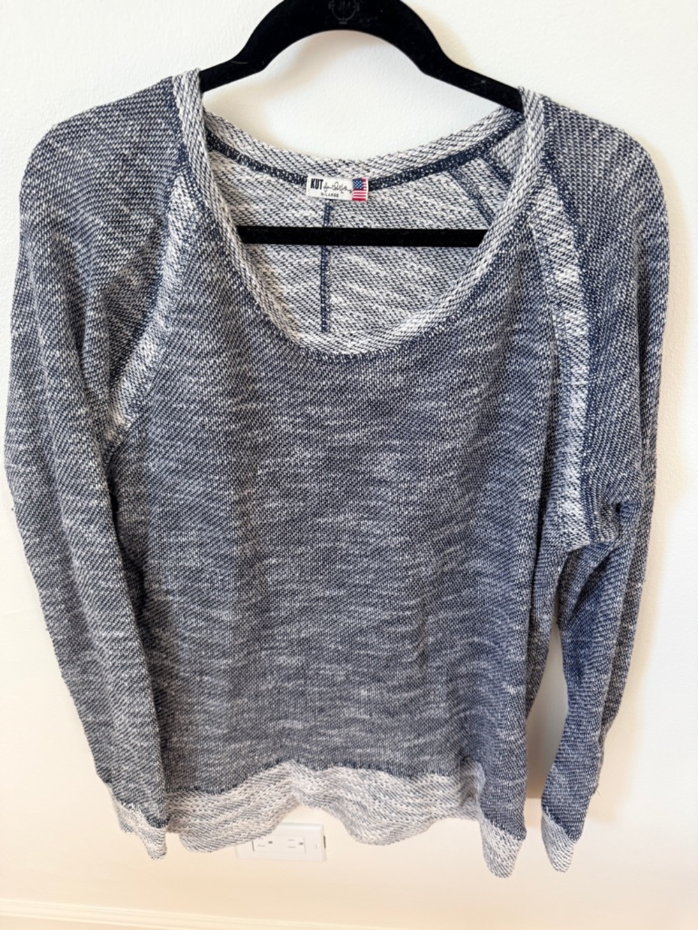 Kut from the Kloth Gray Marled Scoop Neck Sweater XL